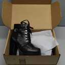 Susanny Sexy High Heels for Women Boots Round Toe Platform Booties Lace Up Suede Side Zipper Ankle Bootie, Size 8.5