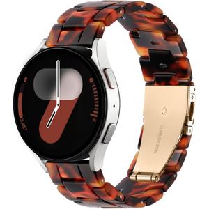 Lerobo Lightweight Resin Band Compatible with Samsung Watch 7 6 5 4 40mm 44mm Galaxy Watch 4 6 Classic 42mm 46mm 43mm 47mm Galaxy 5 Pro 45mm Active 2 40mm 42mm, 20mm Smartwatch Band for Women Men (Tortoiseshell)