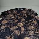 Aimiray Women's Vintage Velvet Dress Round Neck Short Sleeve Floral Printed Mini Flowy Dress (X-Large, Black)