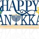 COCHIE Metal Happy Hanukkah Sign, Chanukah Menorah Turkey Table Centerpieces Decorations for Home, Office, Shelf, Mantel, Indoor, Jewish Festival Candles Party Supplies Decor (Hanukkah)