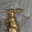 DN DECONATION Golden Polyresin Bunny Decor Rabbit Figurines, Easter Bunny Statue Set of 3 for Spring Tabletop Decor