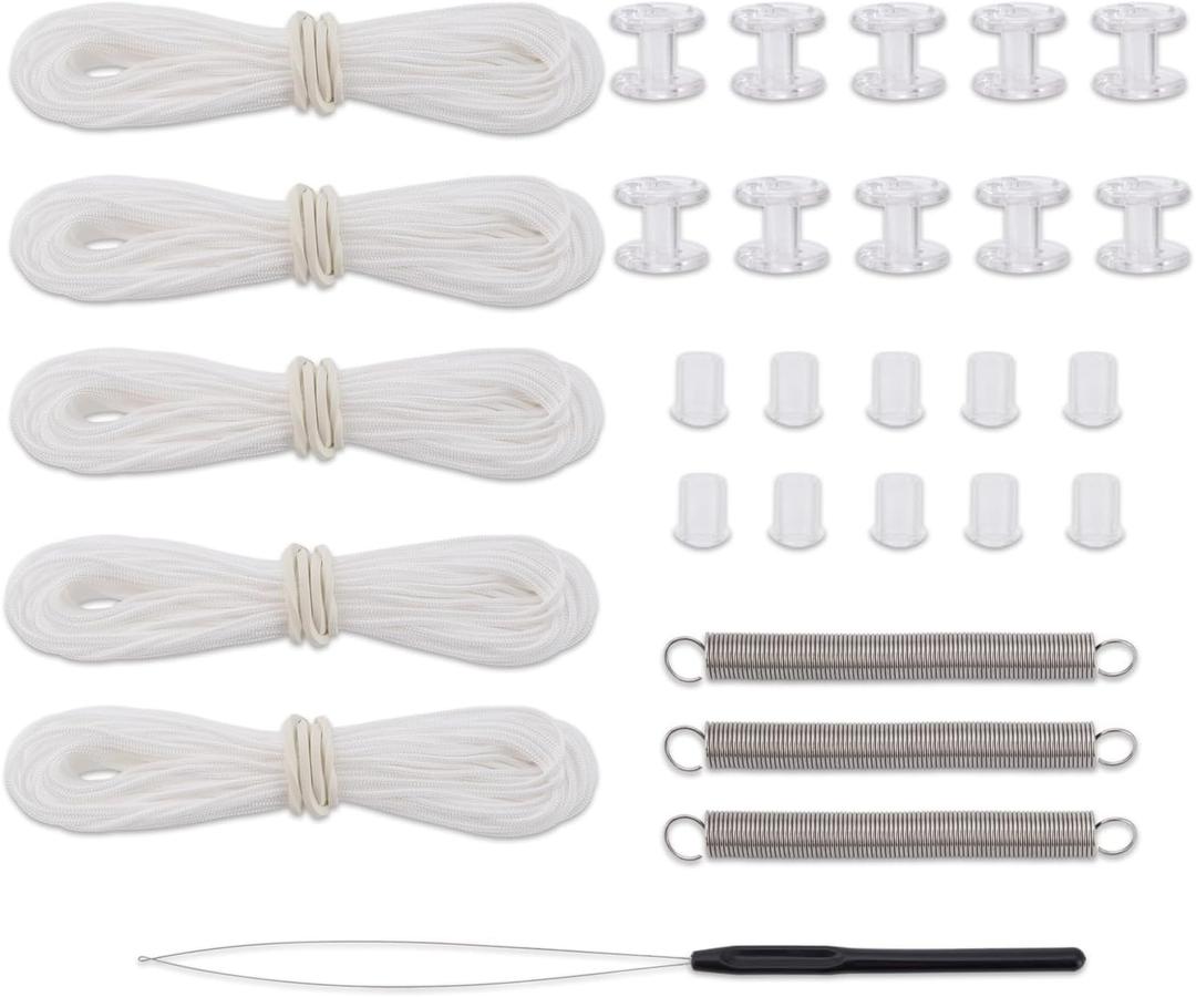 RV Pleated Shade Repair Kit, RV Window Shade Restringing Kit, Repair and Maintain of Day Night Pleated Shade (White)