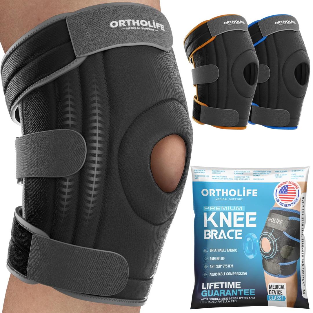 Knee Brace for Women and Men  Knee Compression Sleeve for Meniscus Tear, ACL, Arthritis Pain Relief, Patella Pad & Side Stabilizers for Fast Recovery & Optimal Support (Gray, Medium)