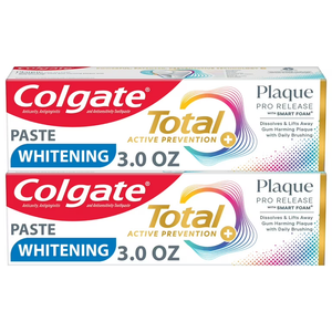 Colgate Total Plaque Pro Release Whitening Toothpaste, 4 Pack, 3.0 oz