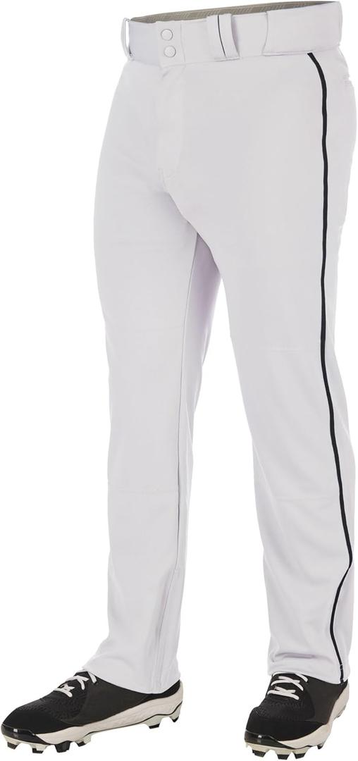 CHAMPRO Men's Triple Crown 2.0 Open Bottom Baseball Pants with Braid (Medium, White, Black)