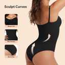 Shapewear, Bodysuit for Women, Tummy Control Bodysuit with Adjustable Straps, Seamless Snatched Body Shaper (Black, S)