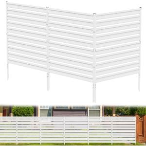 Privacy Fence Panels for Outside, 42" H x 38" W (3 Panels) Air Conditioner Fences, Metal Pool Equipment Enclosure Trash Can Fence, No Dig Privacy Screen Fencing for Outdoor, White