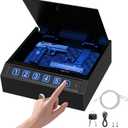 Biometric Gun Safe for Handgun 3-Ways unlock Fingerprint Digital PIN Key Unlock Pistol Safe with Security Cable Gun Lock Box With Interior Light For Nightstand Car & Home Security Wall safe