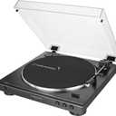 Audio-Technica AT-LP60X-BK Fully Automatic Belt-Drive Stereo Turntable, Black, Hi-Fi, 2 Speed, Dust Cover, Anti-Resonance, Die-Cast Aluminum Platter