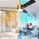 LANMEL 42'' Black and Gold Ceiling Fans with Lights and Remote, 6 Speed Low Profile Modern Ceiling Fan with Quiet DC Motor for Indoor Outdoor Bedroom Living Room