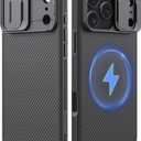 NILLKIN for iPhone 17 Pro Max Case Magsafe, [Dual-Slide Lens Cover] [4-Corner Shockproof Airbags] [Anti-Lost Lanyard Hole] Slim Phone Case Magnetic Silicone Cover for iPhone 17 Pro Max 6.9 inch, Black