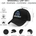 Ice Hockey hat, Hockey Gifts for Boys, Funny Adjustable Embroidered Baseball Cap Black (Black)