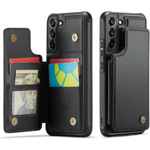 Vinich for Samsung Galaxy S22 Wallet Case with Card Holder, RFID Blocking Credit Slots Kickstand Shockproof Phone Cover Fit for Galaxy S22 6.1" Black