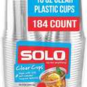 SOLO Cup Company Clear Recycled Plastic Party Cups, 18 Oz, 184 Count