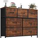 OLIXIS Dresser for Bedroom, 7 Storage Drawers, Wide Fabric Closet Chests Organizer Tower Furniture, TV Stand with Wooden Top Metal Frame for Clothes, Living Room, Hallway, Entryway, Rust