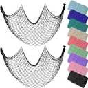 ZUEXT Decorative Fishing Net, 2 Pack Large Black Picture Fish Net, Wall Photo Hanging Fishnet for Nautical Mermaid Pirate Ocean Themed Hawaii Beach Under The Sea Party Decorations, Size: 80" x 40" 