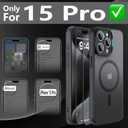 Cufelf Magnetic for iPhone 15 Pro Case(Compatible with Magsafe) Full Camera Protection,2+Full Coverage Screen Protector,Translucent Matte,Military Drop Protection Phone Case,6.1",Black