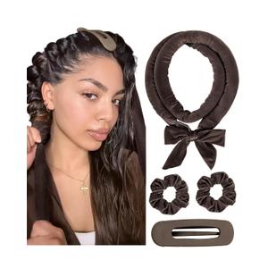 YANIBEST Heatless Curls Overnight, No Damage Hair Curlers to Sleep in, Satin Heatless Curling Set with Hair Clip Scrunchies, for All Hair types (Chocolate)