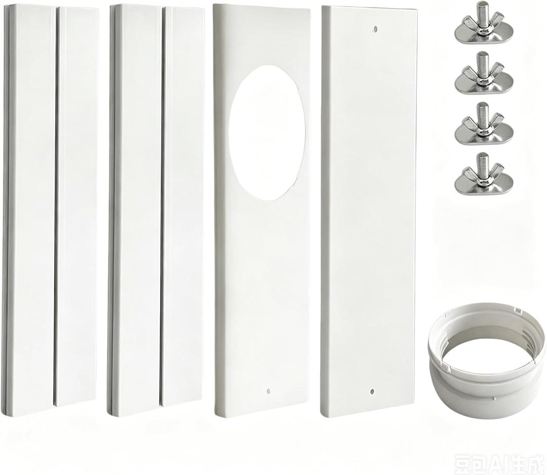 Portable AC Window Vent Kit - Complete Air Conditioner Window Kit, Adjustable PVC Window Seal Kit Panels Up to 60 Inches, for Universal Thread AC Exhaust Hose of 5.1" and 5.9" Diameter