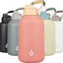 BJPKPK 1 Gallon Water Bottle Insulated, Dishwasher Safe 128oz Large Water Jug with Metal Handle & BPA Free Spout Lid, Stainless Steel Metal Thermo for Gym, Sports & Hiking, Pink