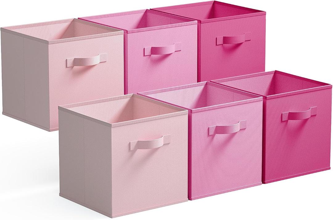 GRANNY SAYS Cube Storage Bins, 13x13 Cube Storage Organizer, Fabric Collapsible Storage Bins with Handle, Storage Cubes for Shelves, Closet, Pink Gradient, 6-Pack