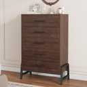 GarveeHome 5 Dresser for Bedroom, 50.5 in Tall Drawer with Large Storage Space, Freestanding Wooden Closet Storage Dresser Chest for Living Room, Bedroom, Entryway, Brown