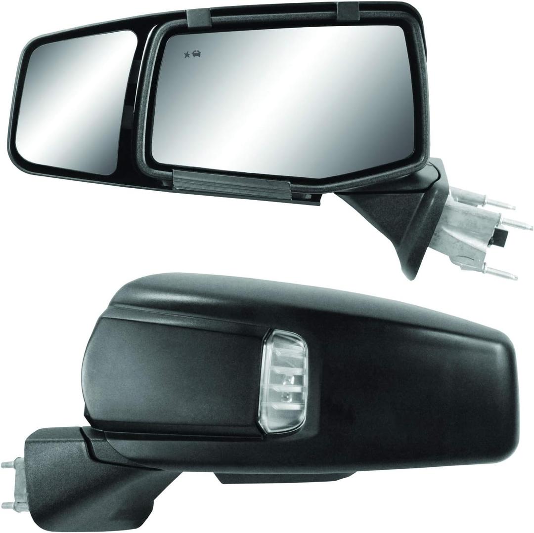 Fit System 80930 Snap & Zap Custom Fit Towing Mirror for Chevrolet Silverado 1500/GMC Sierra 1500 (2019+), Pair