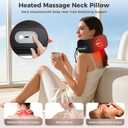 Travel Neck Pillow with Massage & Heat, U-Shaped Neck Massager with 8-Point Vibration, Eye Mask and Earplugs Set Ergonomic Memory Foam, Ideal for Travel, Office, Home