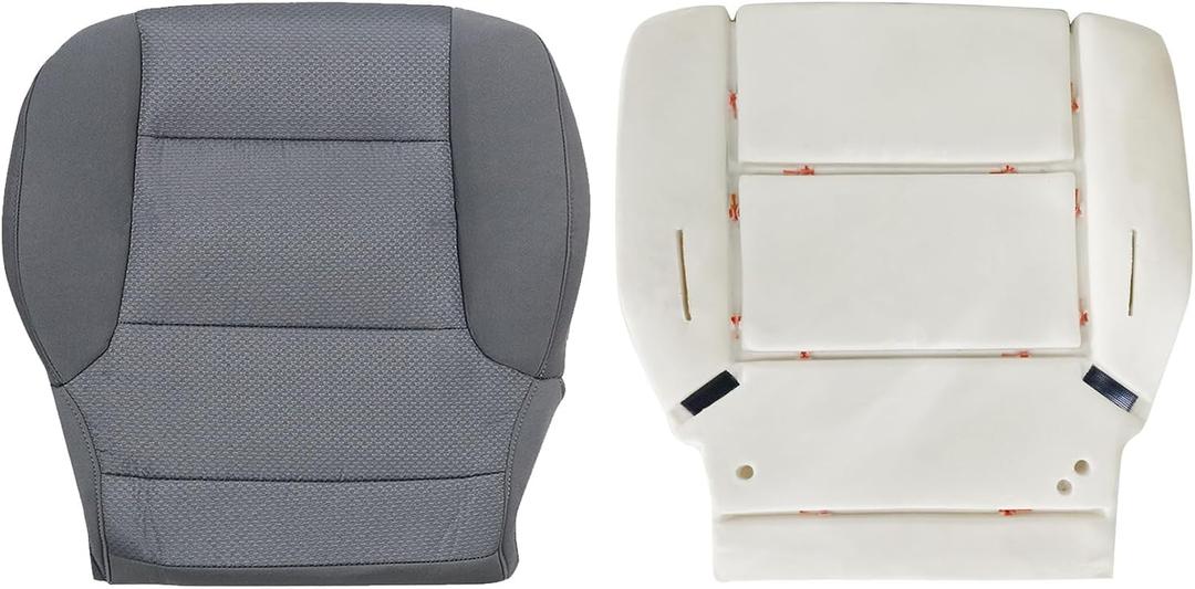 NLQR Driver or Passenger Bottom Cloth Replacement Seat Cover & Seat Foam Cushion Compatible with Chevy Silverado Tahoe Suburban GMC Sierra 2014 2015 2016 2017 2018 2019 Dark Ash Gray #H2T or 4DP