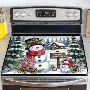 NYZE Christmas Stove Top Cover for Electric Stove,Glass Stove Top Cover,Heat Resistant Glass Cooktop Cover,Stovetop Protector, Kitchen Decor,Dish Drying Mats Cover for Washer Ceramic Top 28.5x20.5 in