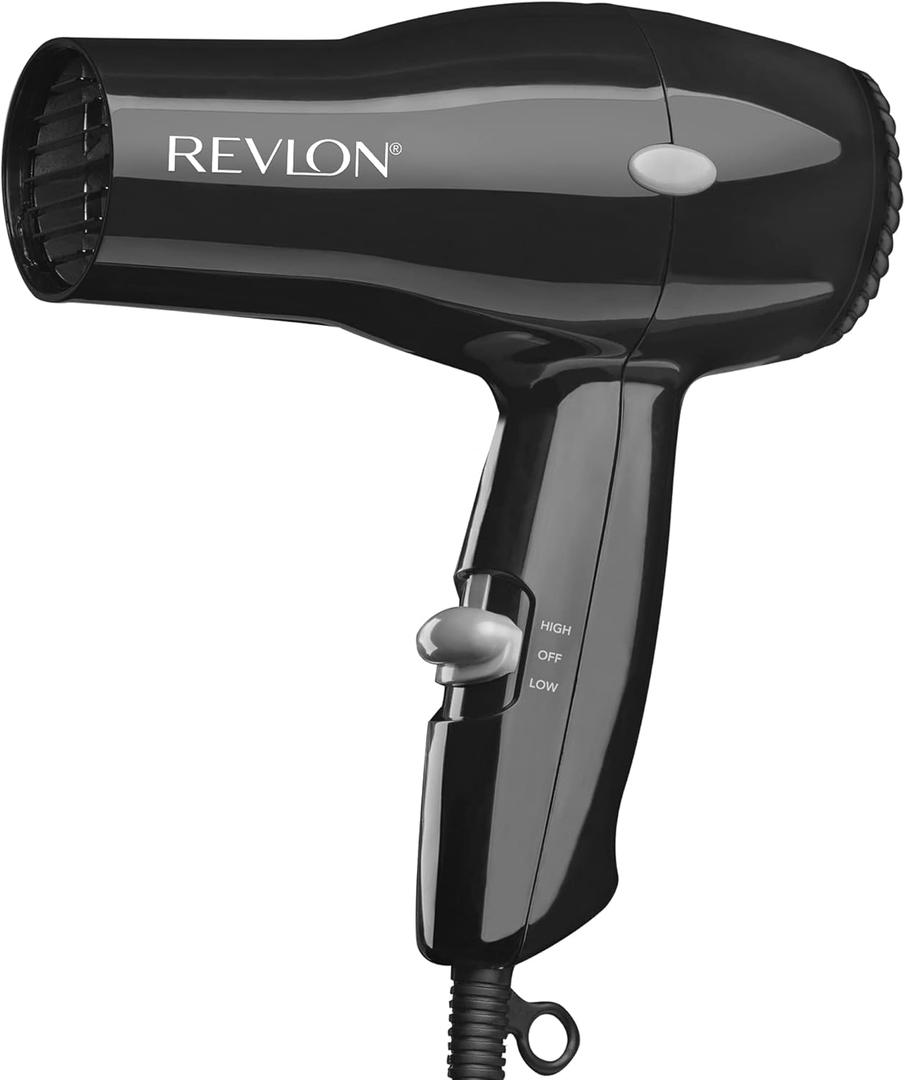 Revlon Compact Hair Dryer | 1875W Lightweight Design, Perfect for Travel, (Black)