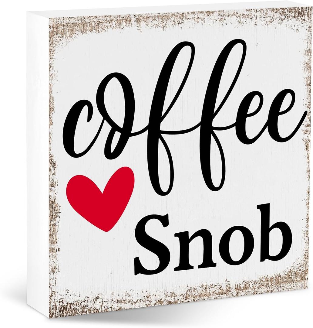 Coffee Snob Wooden Desk Sign Bar Room Decor Home Office Kitchen Shelf Counter Cubicle Accessories Gifts For Coffee Lovers Espresso Fans Enthusiasts