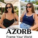 AZorb Retro Small Oval Cat Eye Sunglasses for Women Men, Narrow Vintage Flat Top Sun Glasses with UV400 Protection