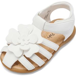 DREAM PAIRS Girls Toddler/Little Kid Closed-Toe Flower Summer Dress Sandals Shoes (White) DREAM PAIRS Girls Toddler/Little Kid Closed-Toe Flower Summer Dress Sandals Shoes (White)