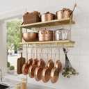 KES 30-Inch Gold Pot Rack Wall Mount, 2-Tier Hanging Pot and Pan Organizer