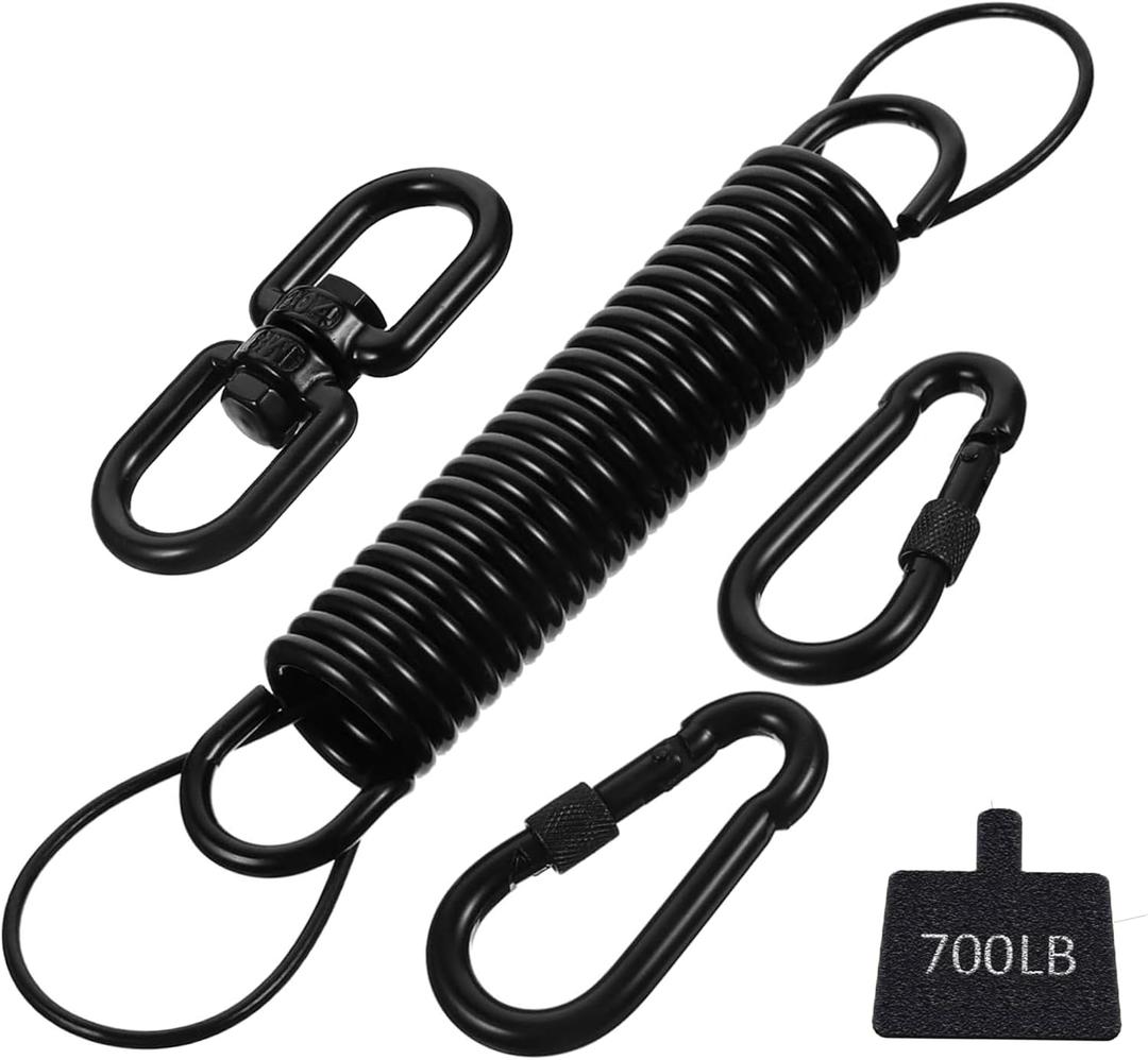 Porch Swing Spring Heavy Duty 700 Load,Hammock Chair Hanging Kit Swing Spring Hardware,1 Spring, 2 Spring Buckles,1 Swivel Buckles,1 Safety Wires for Garden Hammocks (Black, Spring&Buckles Set(4PCS))