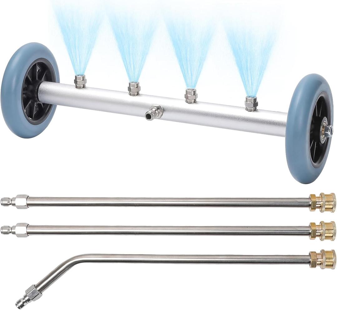 16 Inch Undercarriage Pressure Washer Attachment, Pressure Washer Undercarriage Cleaner, Under Car Washer Attachment with 3 Extension Wand, 4000 PSI