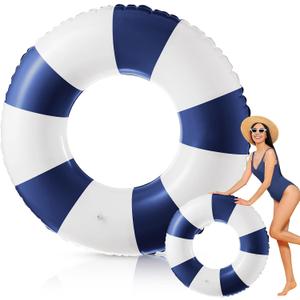 Arrowbash Jumbo Inflatable Pool Float 47 Inch Floaties Tubes Classic Striped Pool Rings for Teens Adult Inflatable Inner Tube for Swimming, 47.24 inch/ 120 cm after inflated