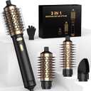 3 in 1 Rotating Hair Dryer Brush Spinning with Detachable Brush(2" & 1.5"),Negative Ionic Brush Blow Dryer 100-120V,3 Heats and 2 Speeds Rotating Hot Air Brush for Curling,Straight,Drying