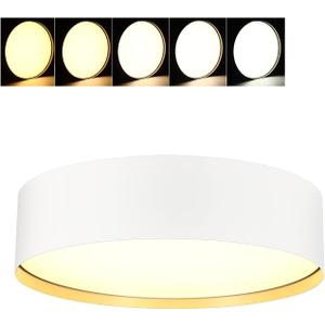 CLOUDY BAY 9 inch 5CCT 1200LM LED Flush Mount Ceiling Light Fixture,Sandy White with Gold Inside,2700K/3000K/3500K/4000K/5000K Selectable Selectable,120V 18W CRI90+,Dimmable