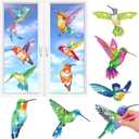 Ireer 12 Pcs Hummingbird Diamond Painting Hummingbird Stained Glass Window Clings Diamond Painting Kits Window Stickers DIY Art Accessories for Crafts Home Wall Decoration