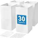 MAXWAVE 4 Pack 30 Gallon Collapsible Disposable Trash Garbage Cans, Large Reusable Recycling Bins, Extra Thick Recycled Cardboard, Perfect for Parties, Events & Camping (30" H x 14" W x 14" D), White