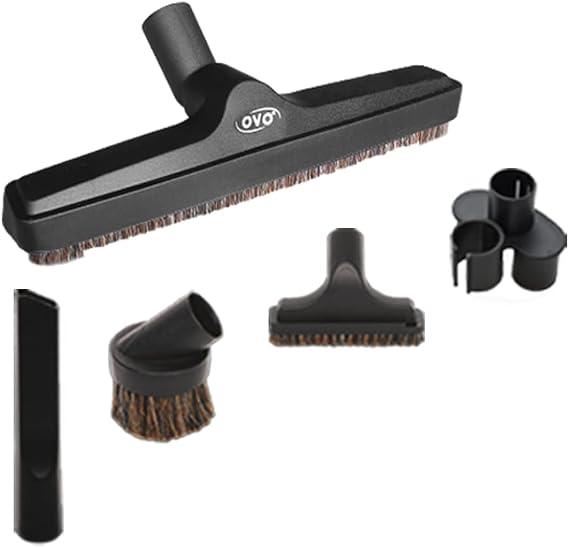 OVO 5PCS Universal Vacuum Cleaner Accessories - 12in Floor Brush, Dusting Brush, Crevice Tool, On-Board Caddy Tool, Upholstery Brush, 1 1/4 inch (32mm) Inner Diameter, Fits All