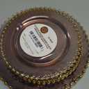 PLASTICPRO 32 Piece Combo Plastic Dinner Plates Disposable Plastic Fancy Heavy Duty Party Dishes 7 inch and 10 inch, Translucent Rose and Gold Beaded