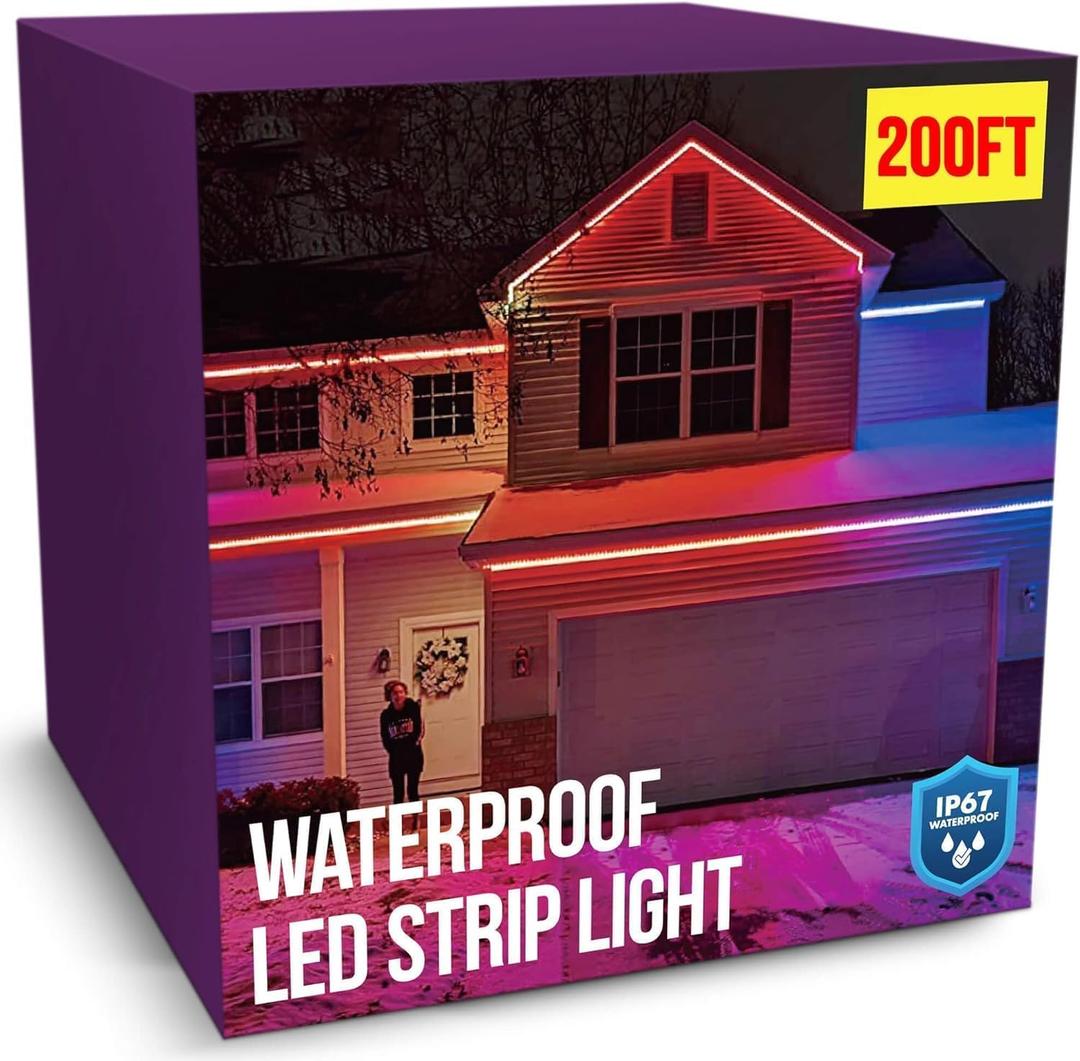 200ft Outdoor Led Strip Lights Waterproof IP67 with Self-Adhesive, Low Voltage 24V, Heavy Duty, Color Changing, Music Sync, Wireless Remote & App Control 200ft Outdoor Led Strip Lights Waterproof IP67 with Self-Adhesive, Low Voltage 24V, Heavy Duty, Color Changing, Music Sync, Wireless Remote & App Control