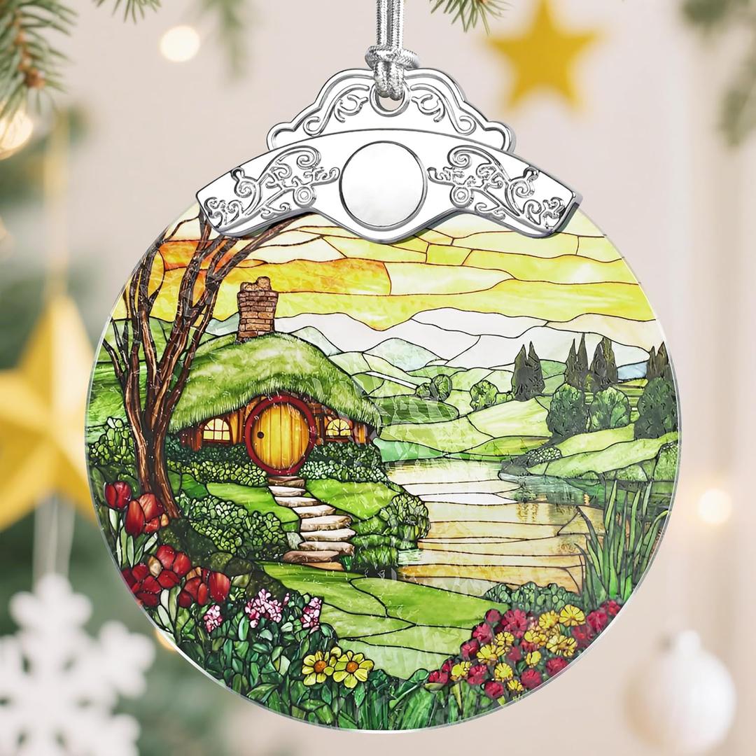 Christmas Ornaments, Christmas Decorations for Tree, Keepsake Ornaments, Holiday Ornament, Holiday & Xmas Gifts, Gifts for Pastoral Lovers & Nature Lovers - Hobbit Home-Theme