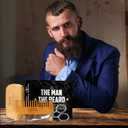 Grooming Gifts for Men - Beard Kit Grooming and Care with Brush, Comb, Scissors & Storage Bag - Anniversary Retirement Birthday Gifts for Men Dad Grandpa, Husband Birthday Gift Ideas (Black Man Legend)