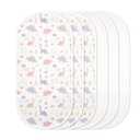 TILLYOU Waterproof Changing Pad Liners 6 Pack, 100% Cotton Reusable Cloth Diaper Liners, Dinosaur