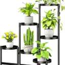Plant Stand Indoor Outdoor with Metal Tray 6 Tiered Corner Plant Holders for Folding Plants Flower Pot Holder Display Stand for Living Room Balcony Garden-Black
