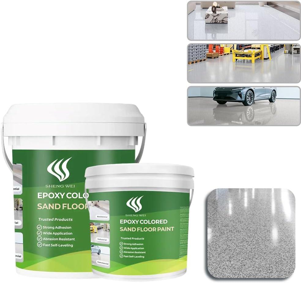 Epoxy Colored Sand Floor Paint, Marble Gray, 3 Gallon, 384 Fl Oz
